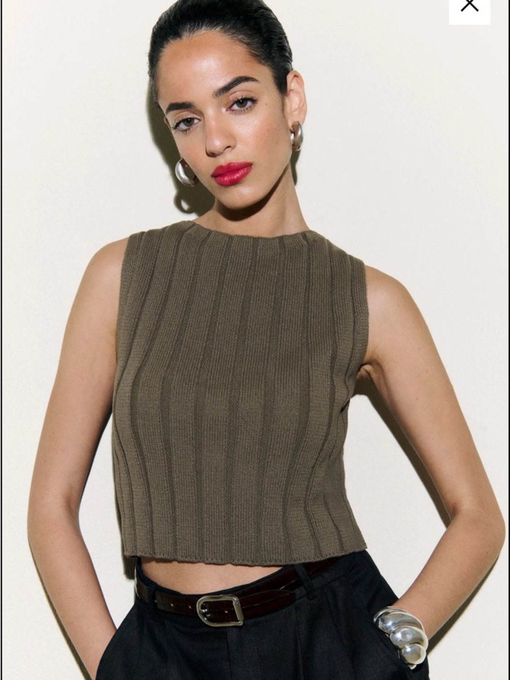 Reformation Callie Cotton Ribbed Sweater Tank - Shitake